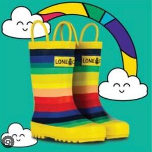 Lone Cone Rainbow Rain Boots Size 4